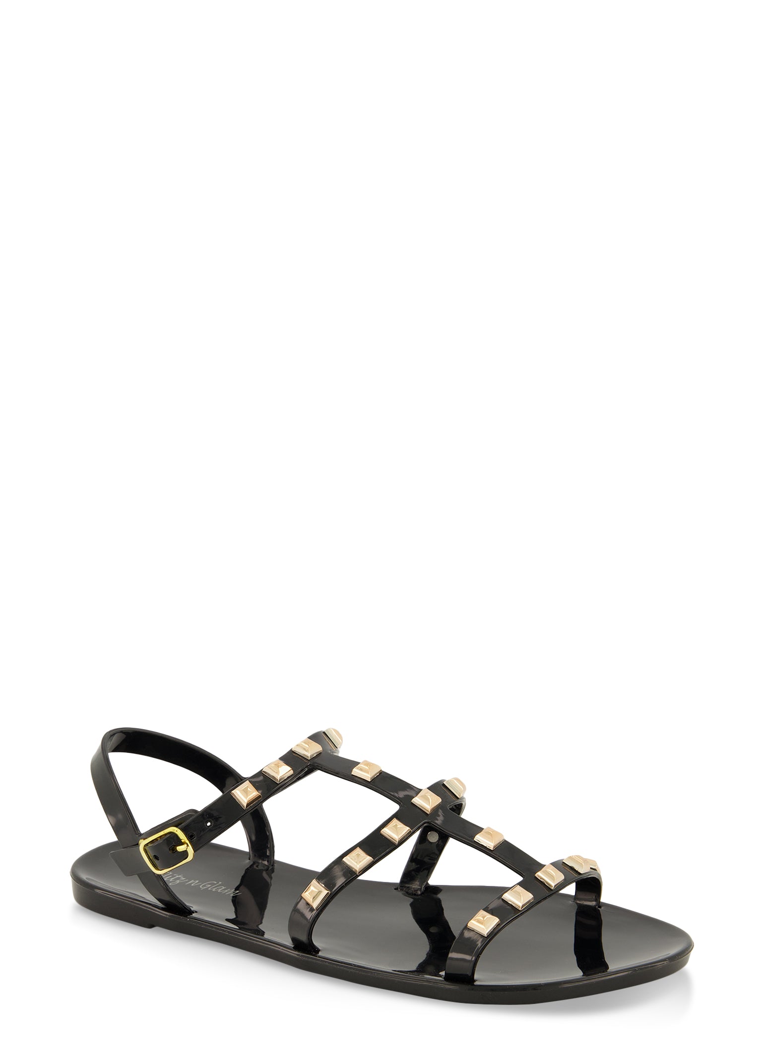 Womens Girls Studded Jelly Sandals, Black, Size 11
