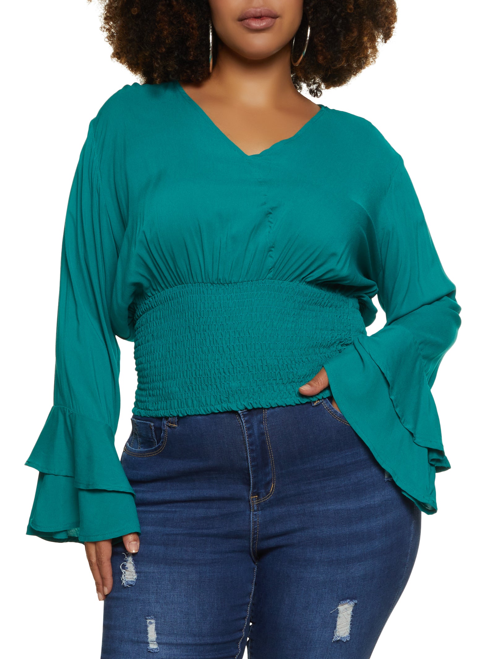 Waist-Defined Smocked Top