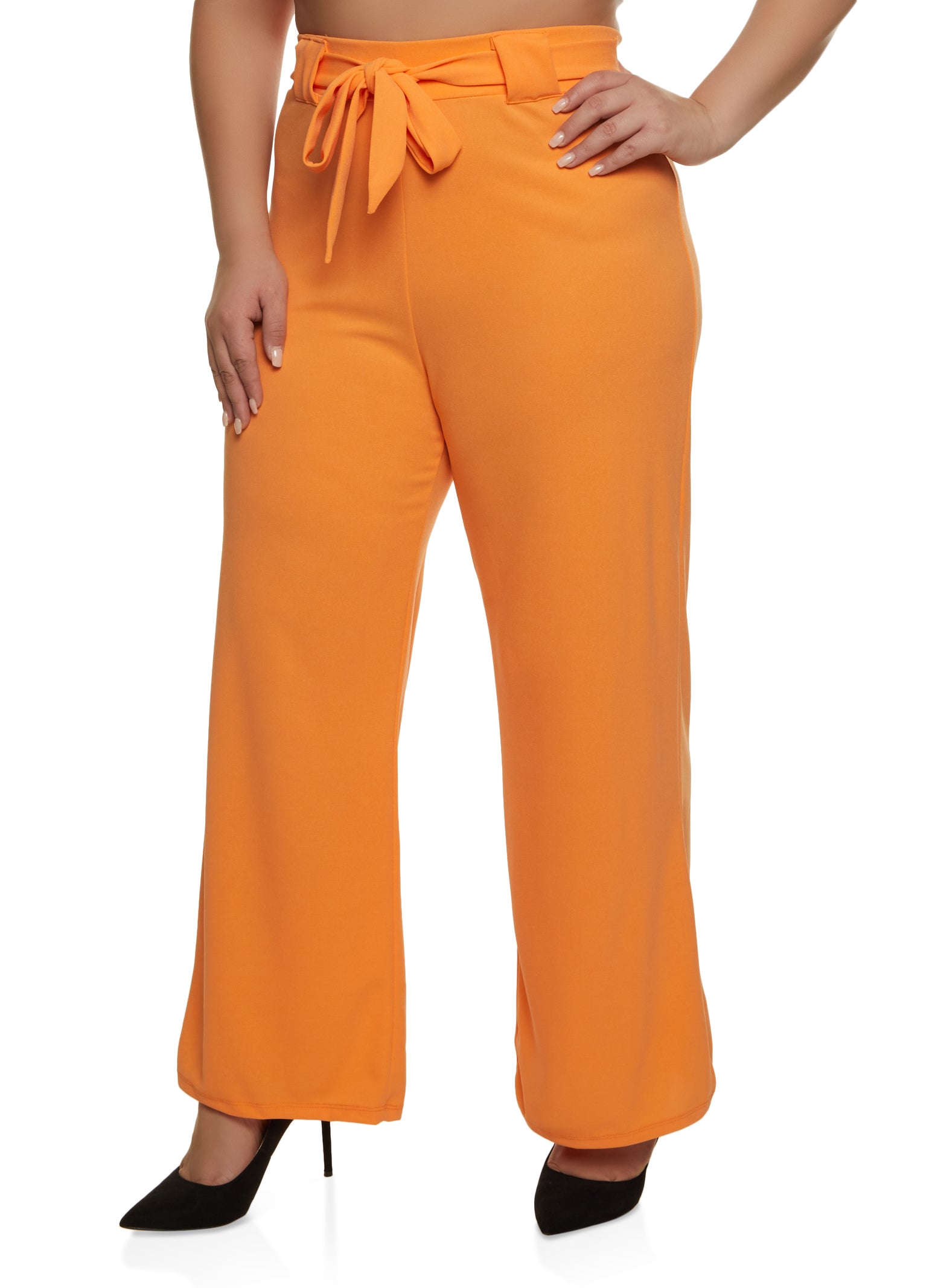 Knit Pintuck Pant in Hot Orange