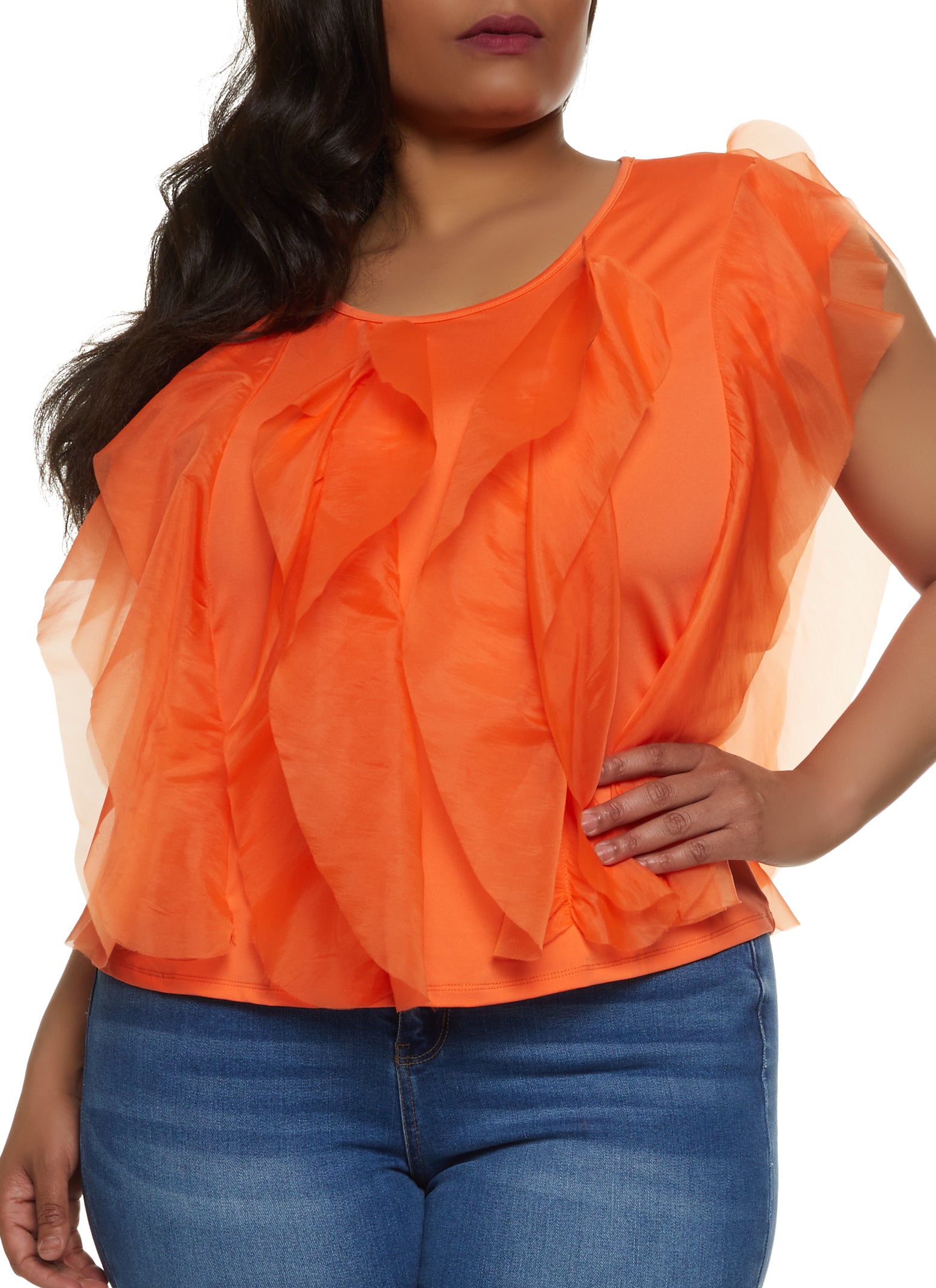 Plus Size Chiffon Ruffle Blouse 