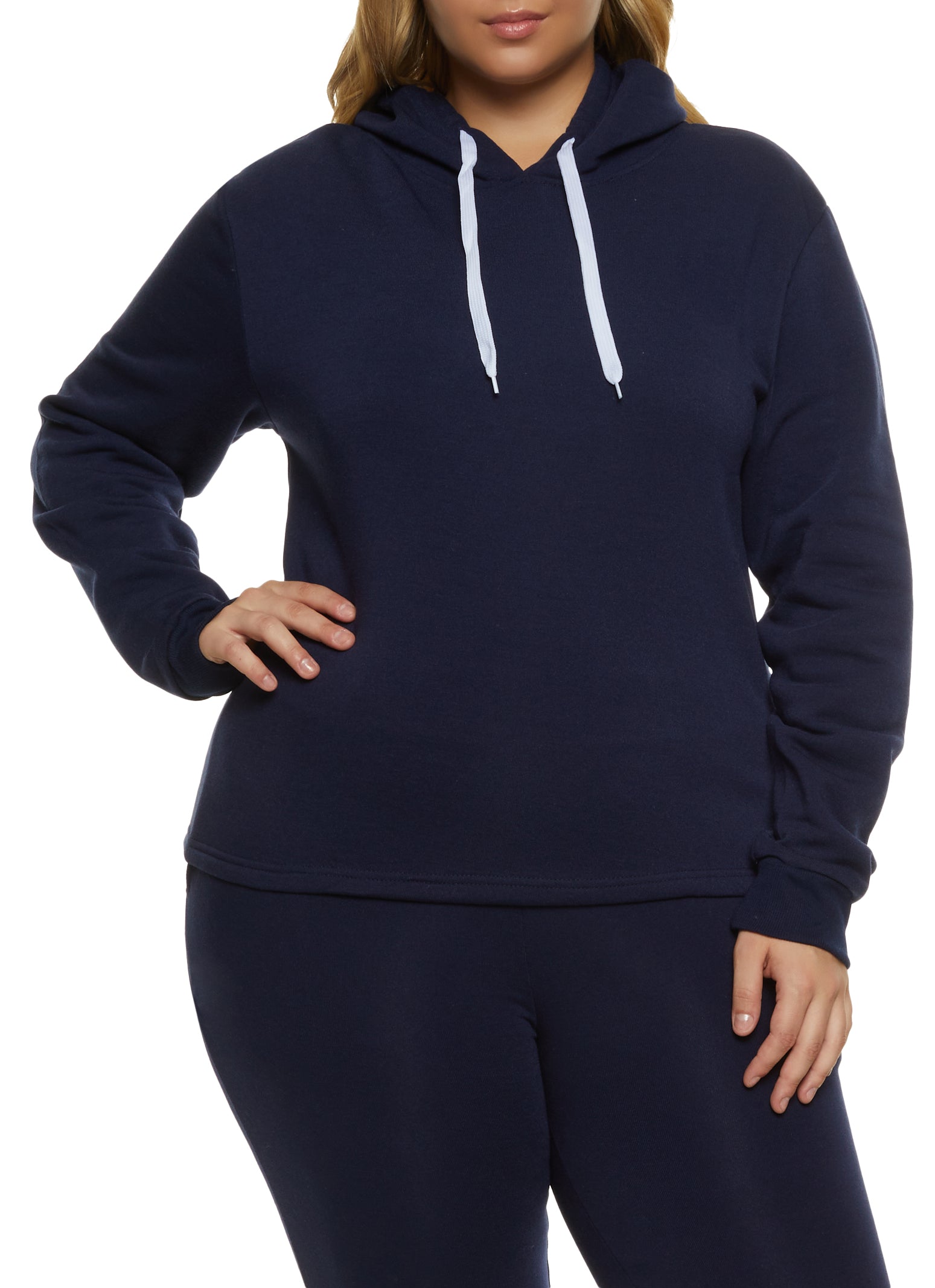 Womens Plus Solid Pullover Hoodie,