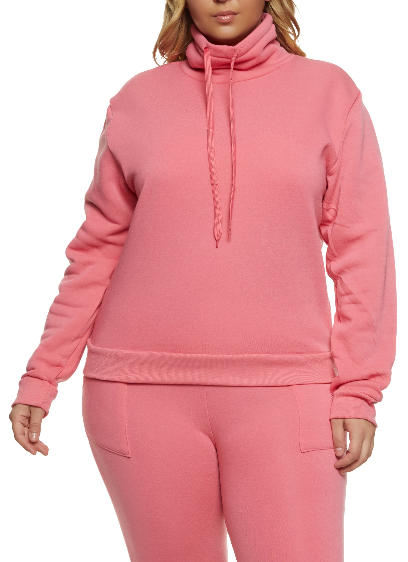 Womens Plus Fleece Funnel Neck Sweatshirt,