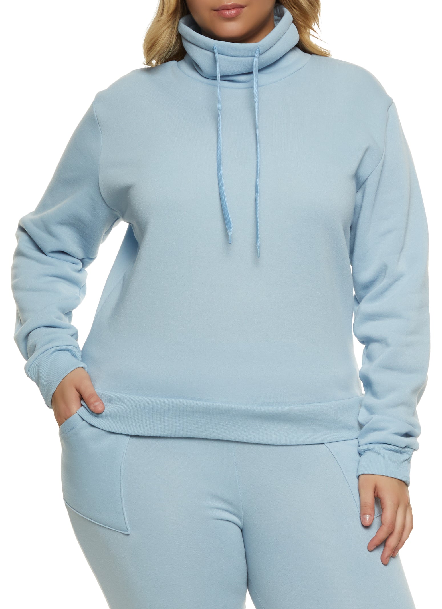 Womens Plus Fleece Funnel Neck Sweatshirt,