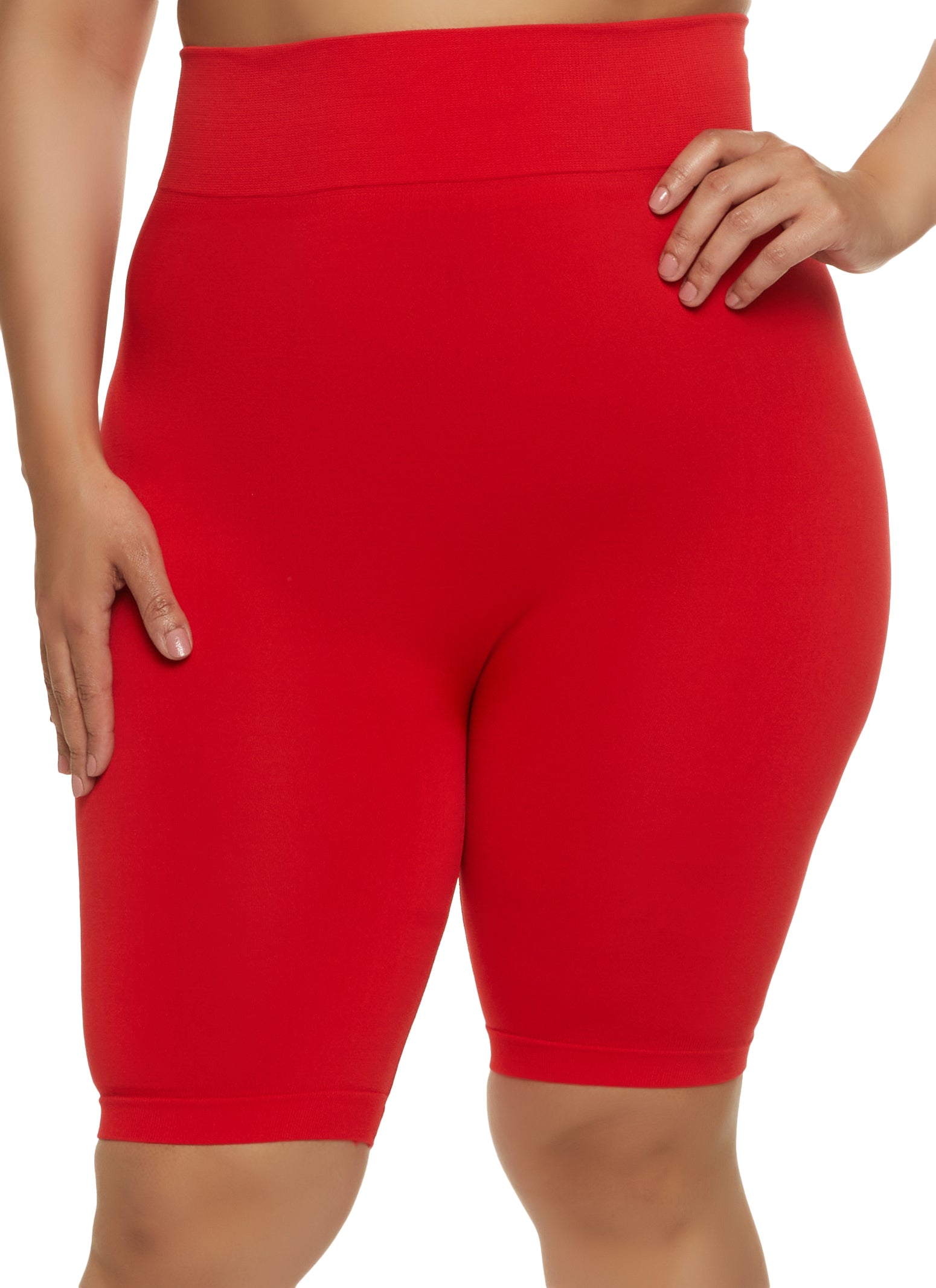 Womens Plus Size Seamless Cycling Shorts, Red, Size 3X-4X