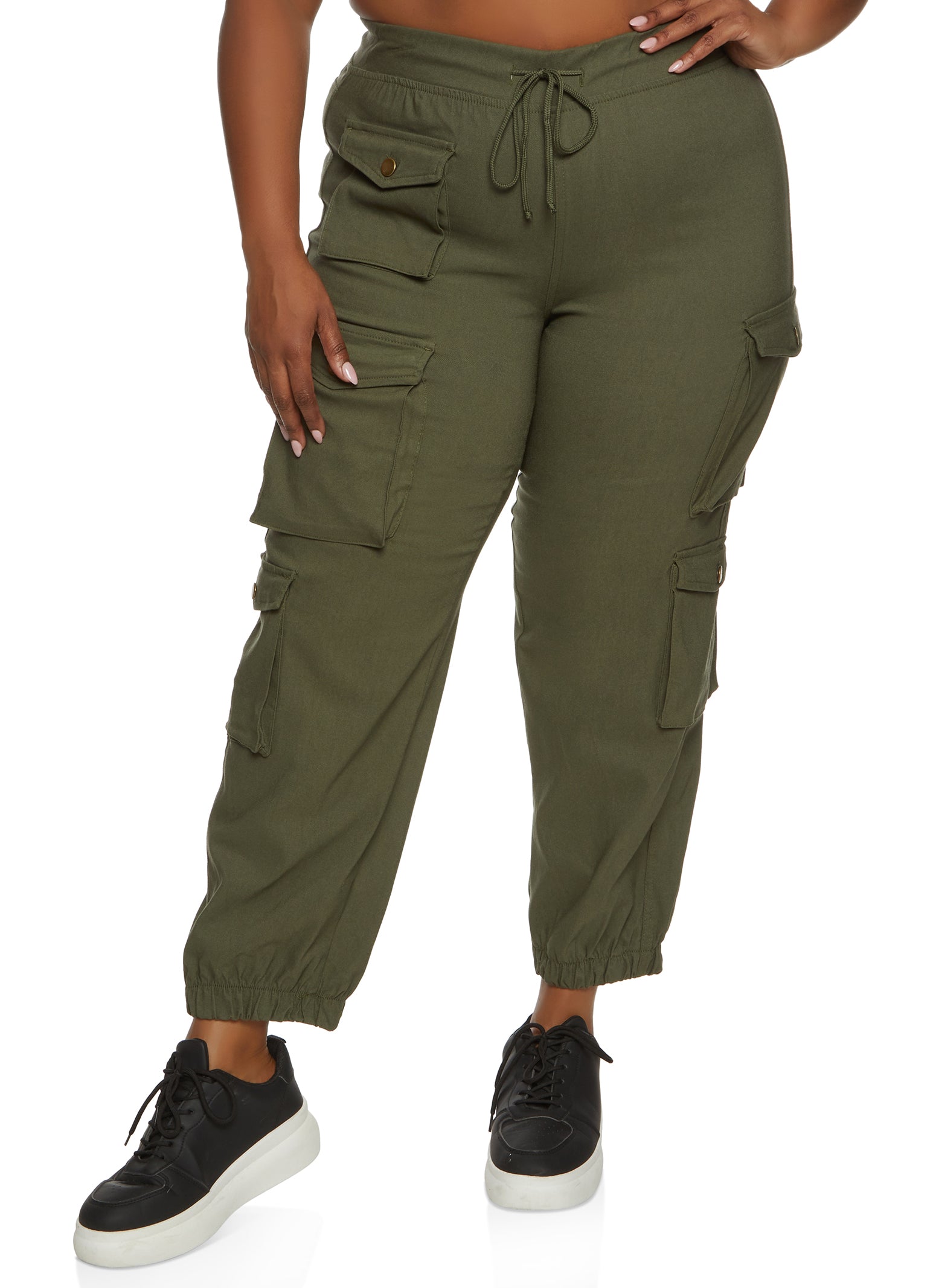 Womens Plus Size Hyperstretch Cargo Pocket Joggers, Green, Size 2X