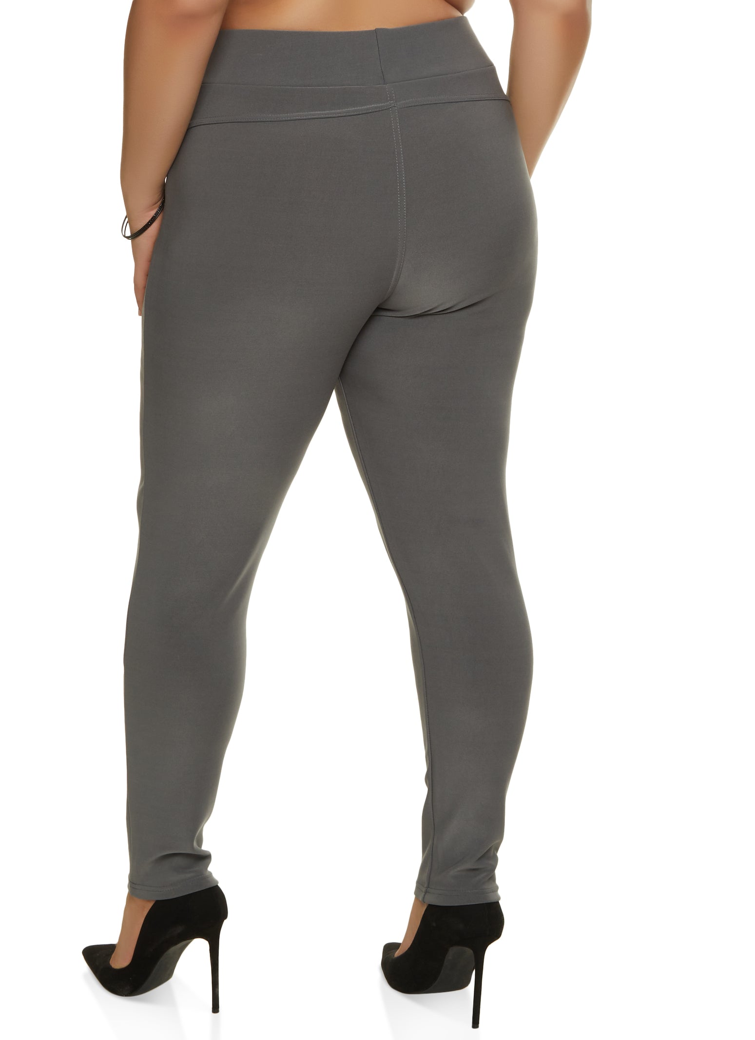 Womens Plus Size Scuba Pull On Skinny Pants, Grey, Size 2X