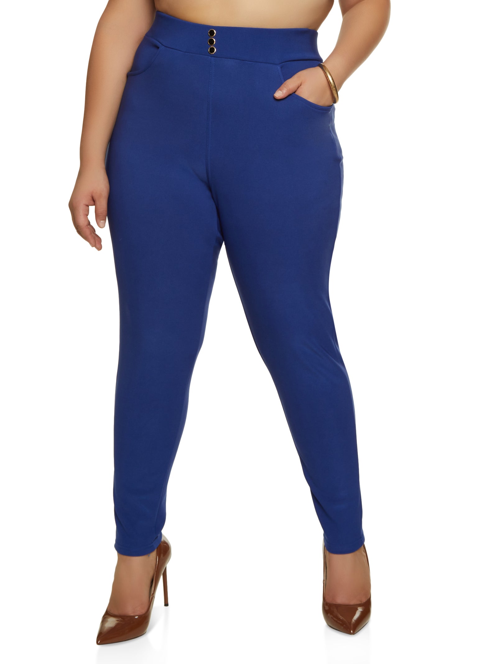 Satina High Waisted Leggings with Pockets Super Soft | Reg & Plus Size  (Plus Size, Navy)