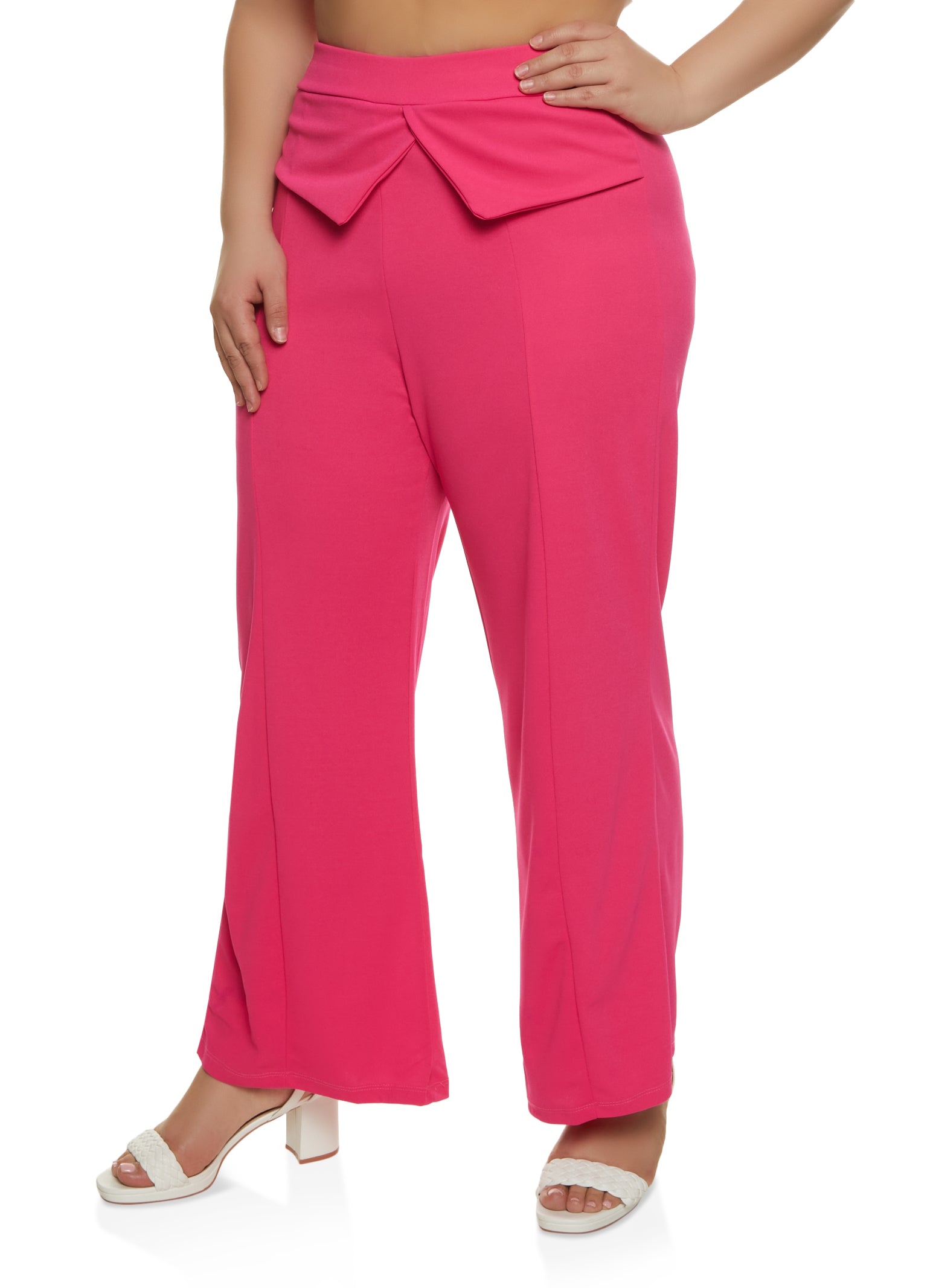 Dark Pink Festive Plus Size Parallel Pants