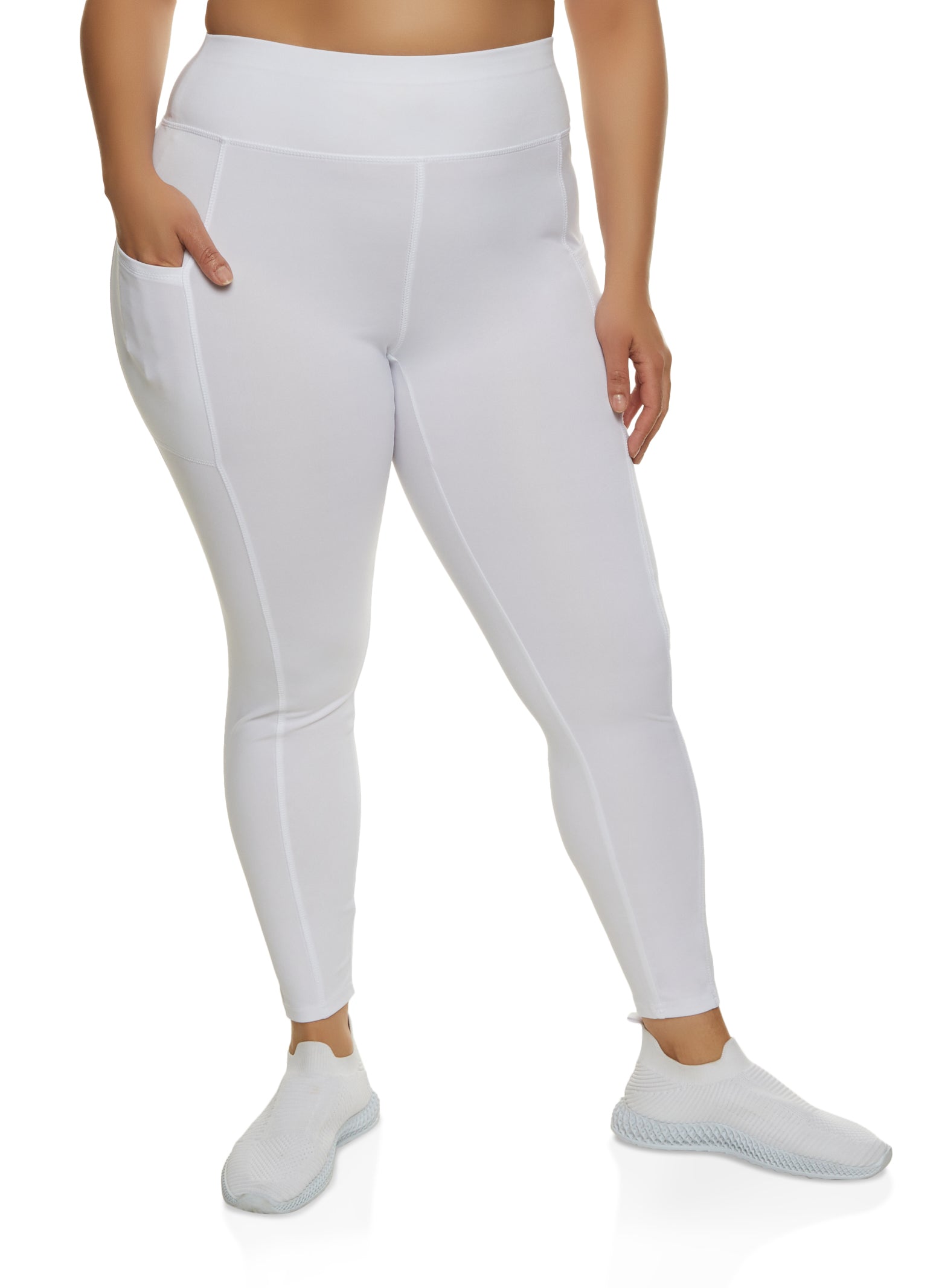 Women's Casual Regular White Long Plus Size Leggings 4XL (20) 