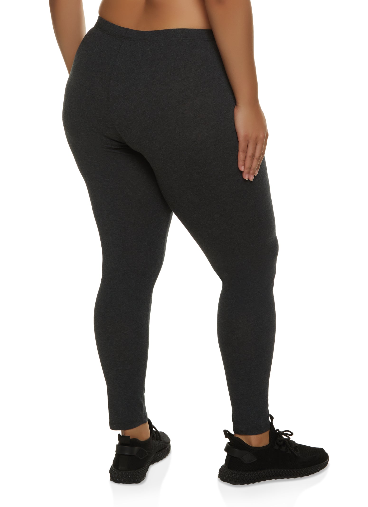 Rainbow Shops Womens Plus Size Basic High Waist Leggings, Grey, Size 2X