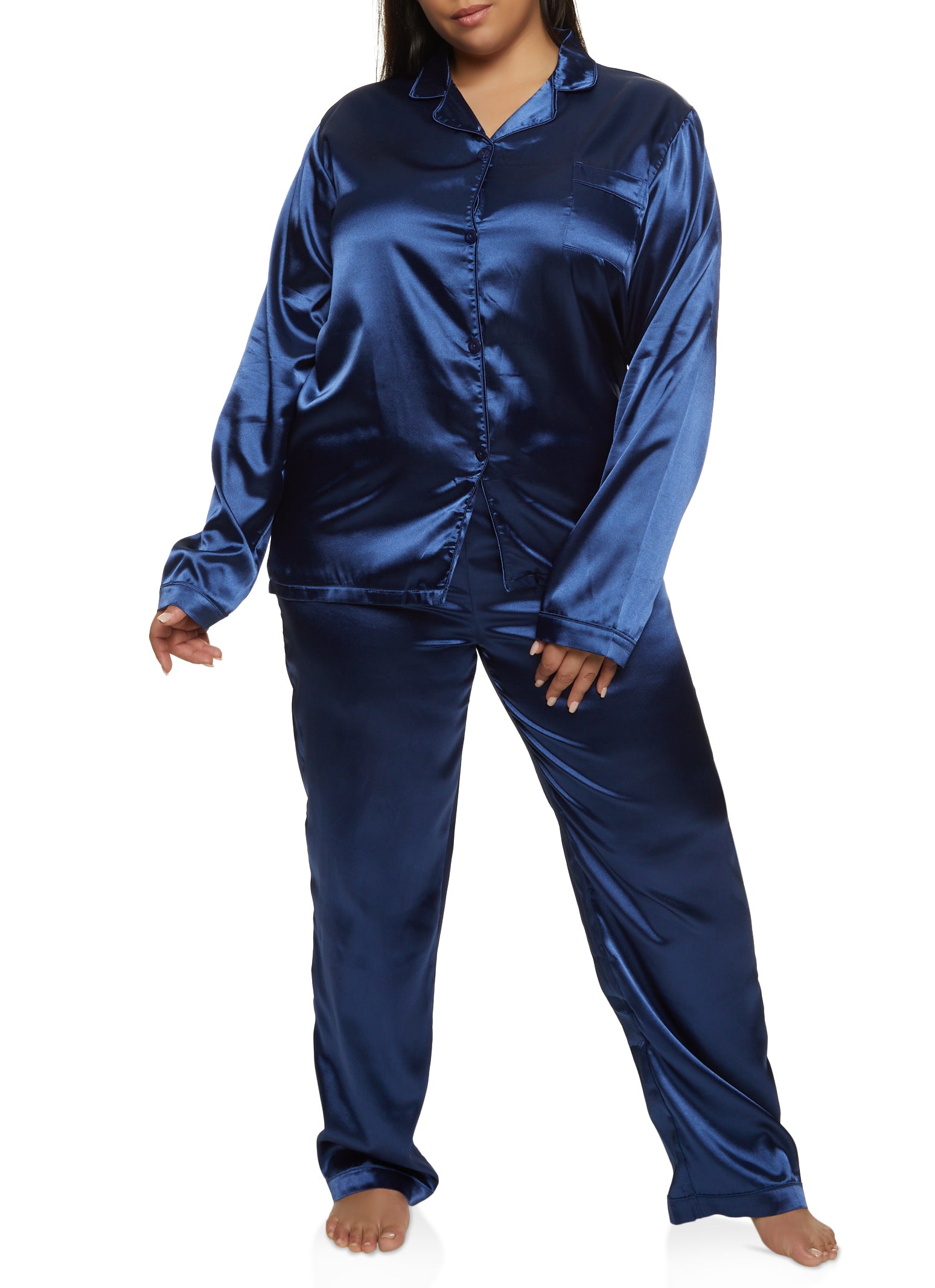 Rainbow Shops Womens Plus Size Under the Stars Pajama Top and Printed Lounge  Pants, Blue, Size 3X