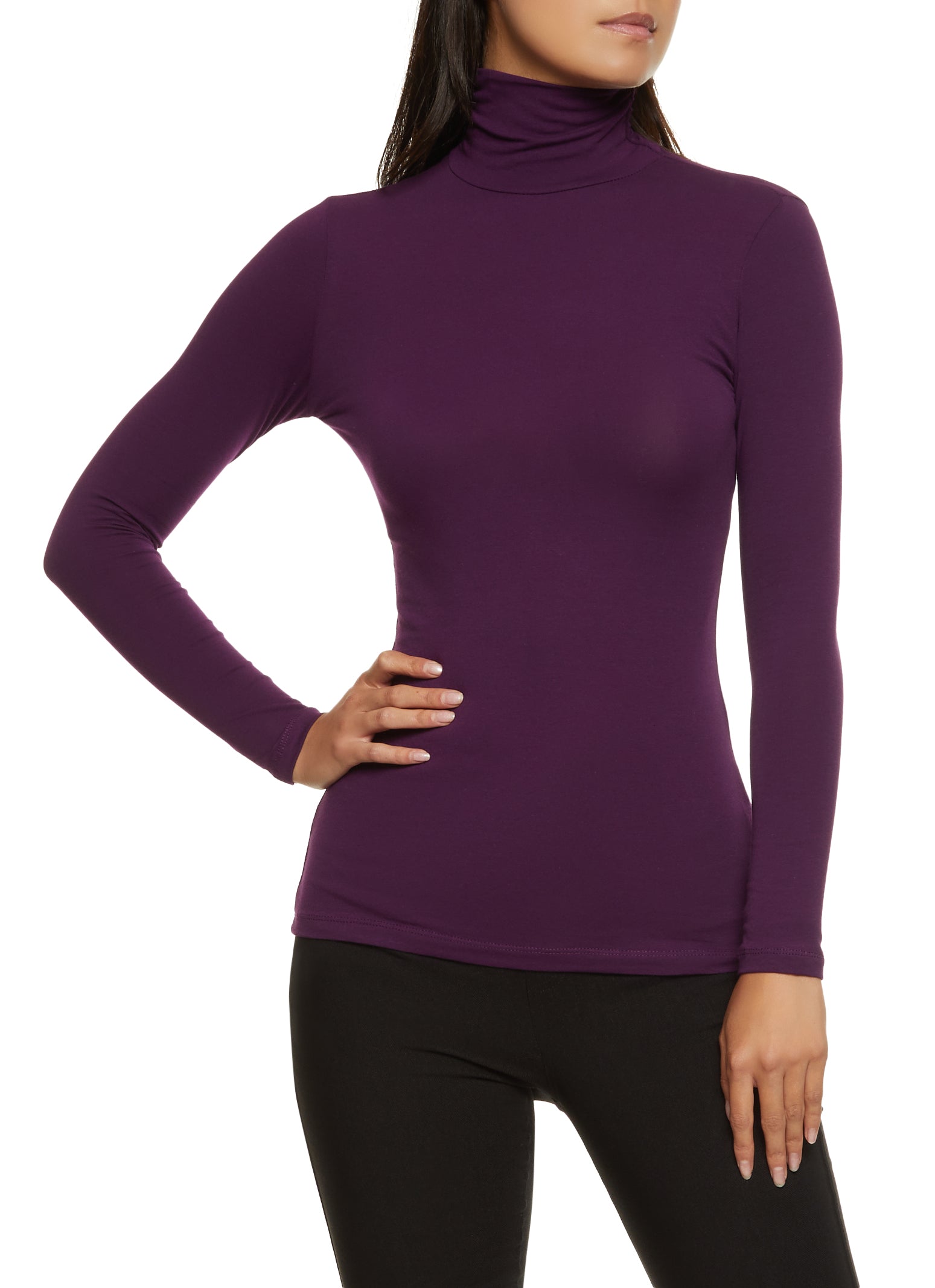 Ruched Long Sleeve Turtleneck Top