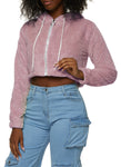 Womens Quilted Plush Zip Front Hoodie,  , 