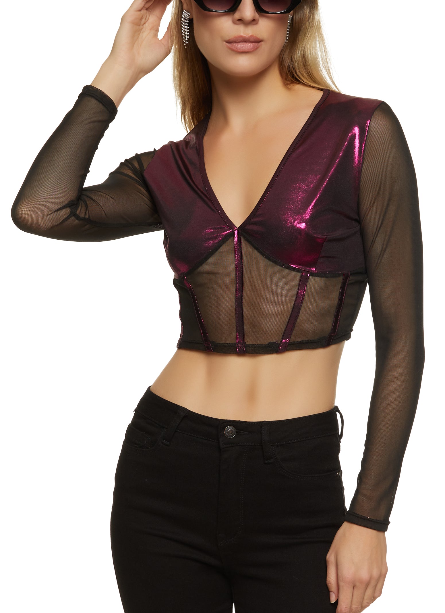 Faux Leather Caged Bustier Top