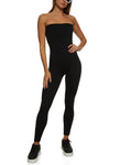 Womens Strapless Ribbed Knit Catsuit, ,