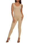 Womens Lurex Scoop Neck Sleeveless Seamless Jumpsuit, ,