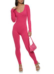 Womens Solid Ribbed Seamless Jumpsuit, ,