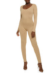 Womens Solid Ribbed Seamless Jumpsuit, ,