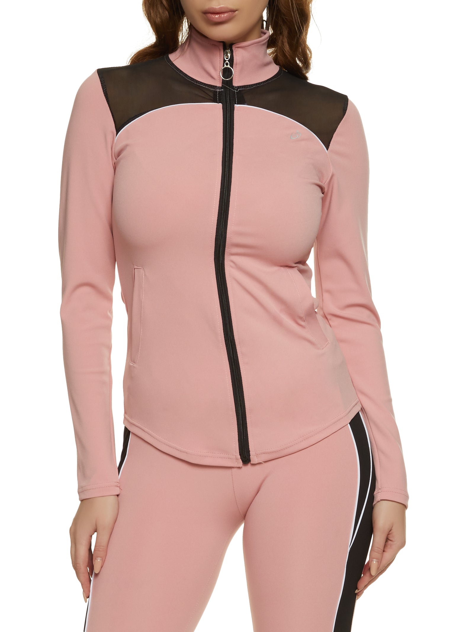Womens Mesh Insert Track Jacket, Pink, Size S