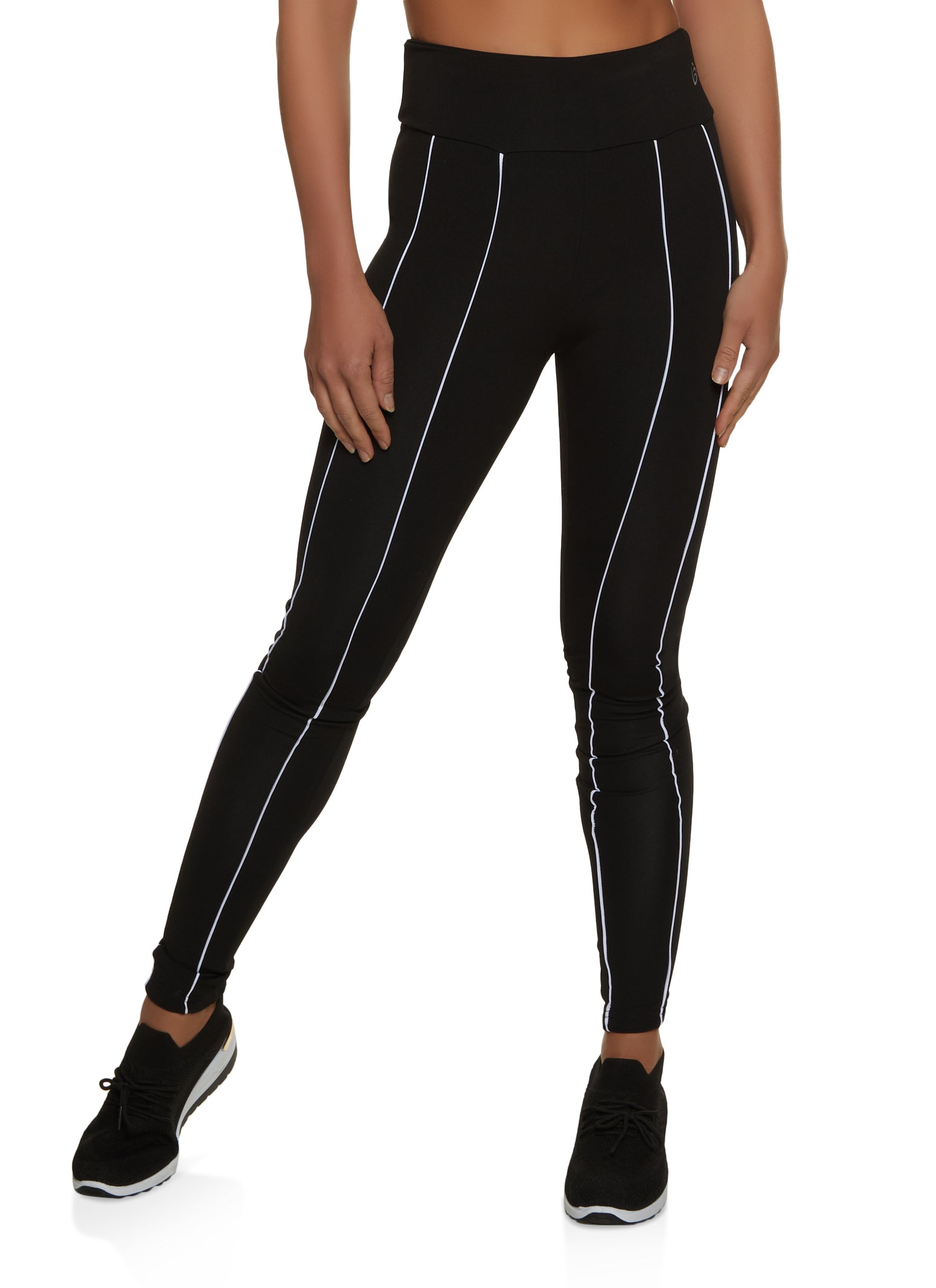 Plus Size Contrast Piping Active Leggings