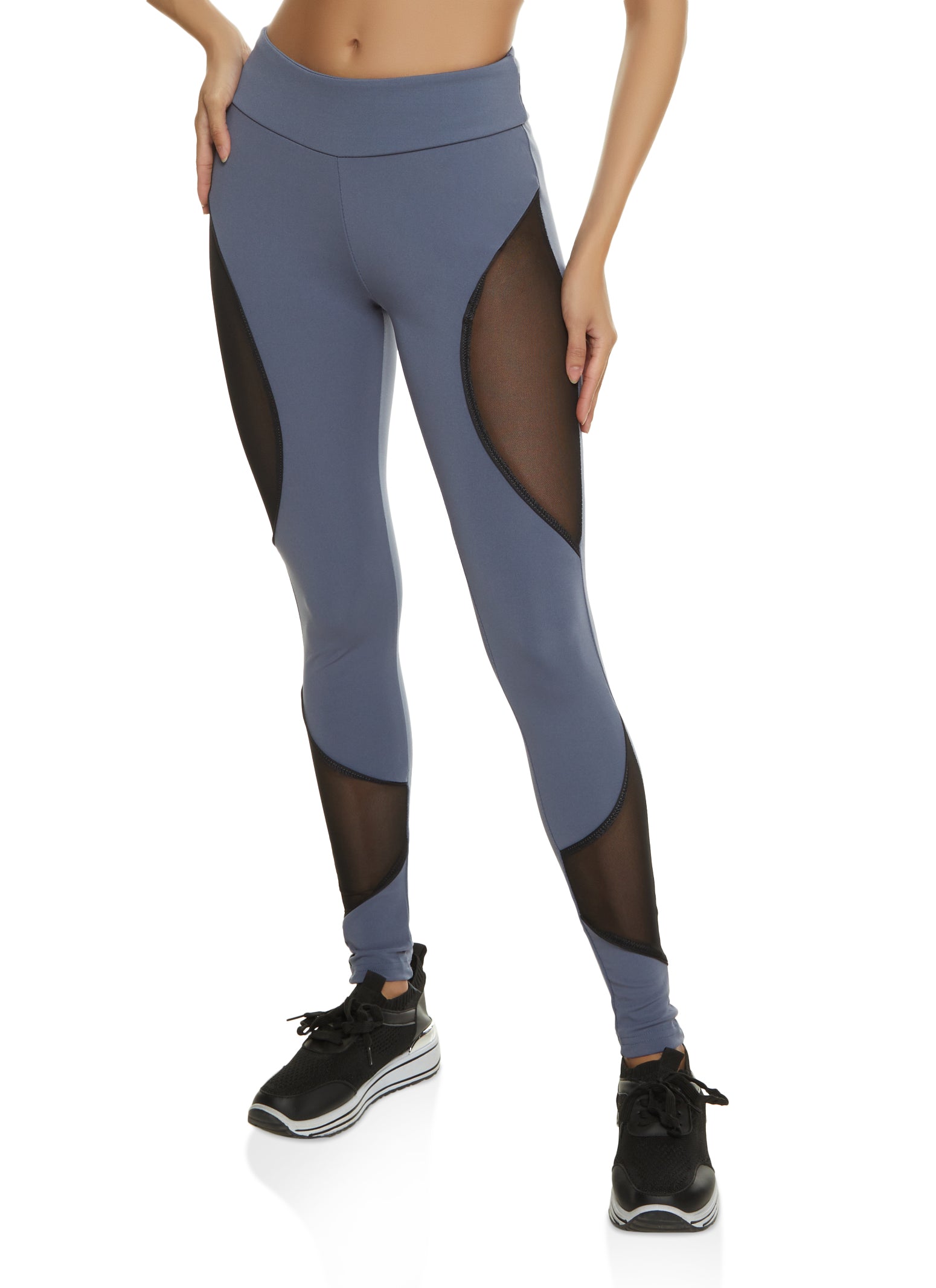 Royal to light blue ombre exercise capri length leggings. Ma (732479)