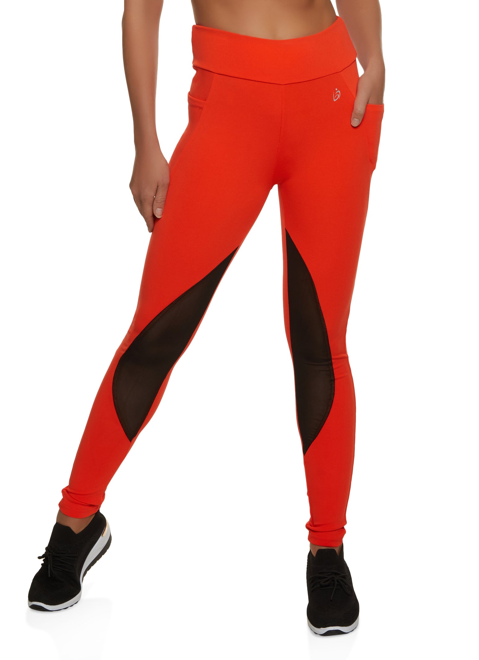 Red Orange Tie Dye Women Leggings Side Pockets, Printed Yoga Pants