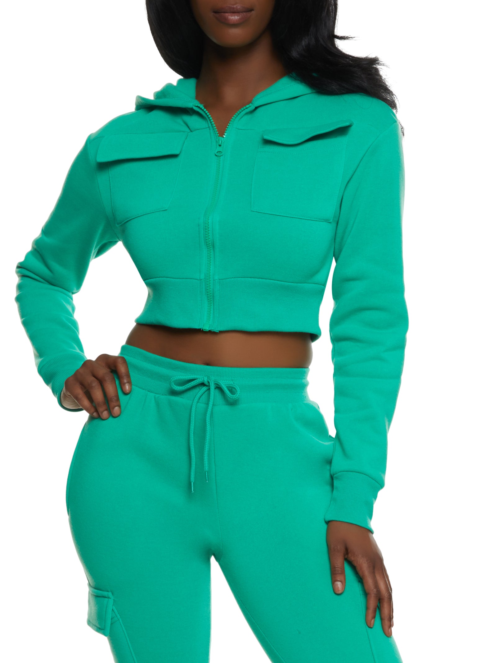 Neon Green Zip Up Crop Top, Tops