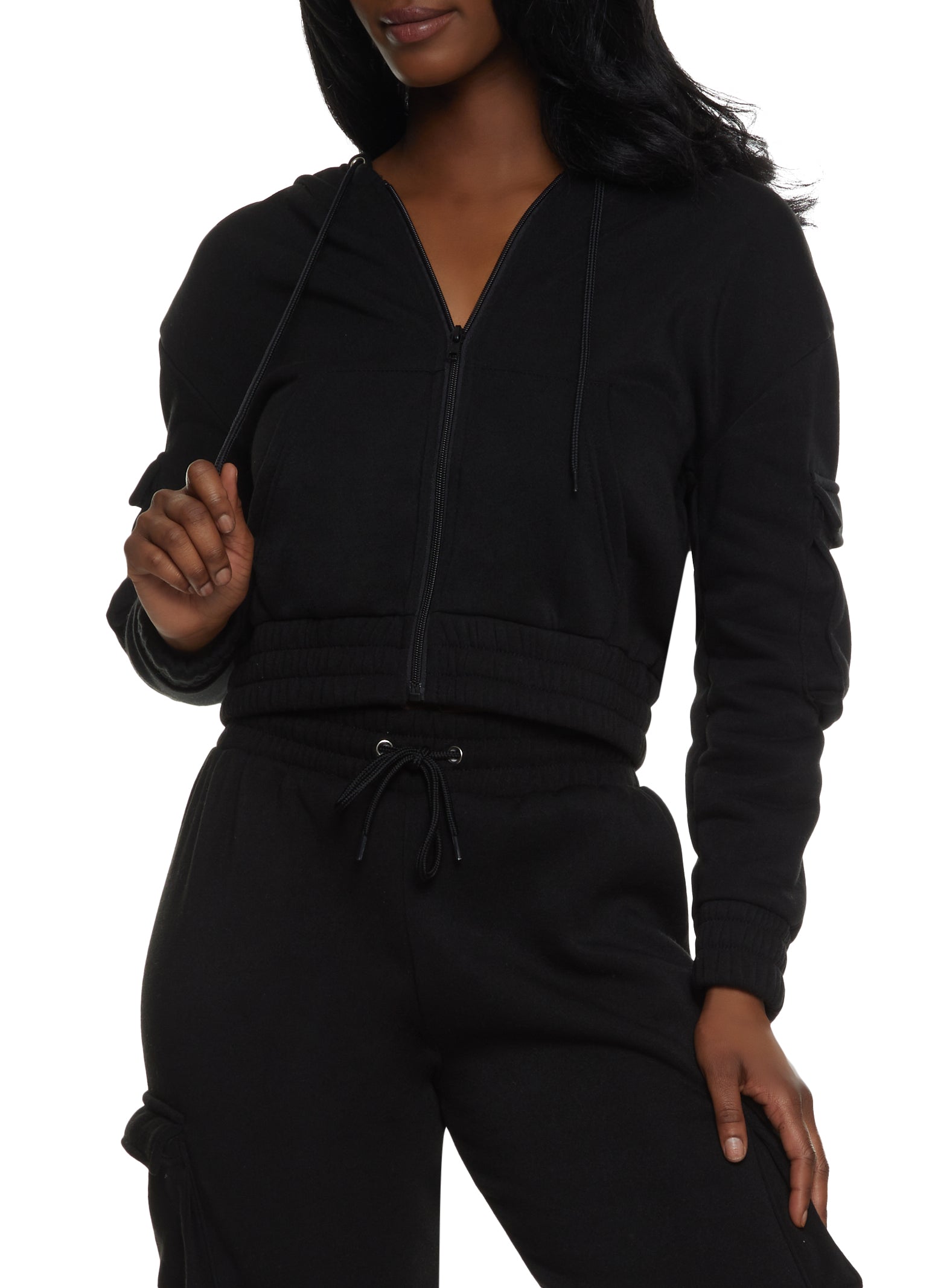 Crop top Zip UP - black 