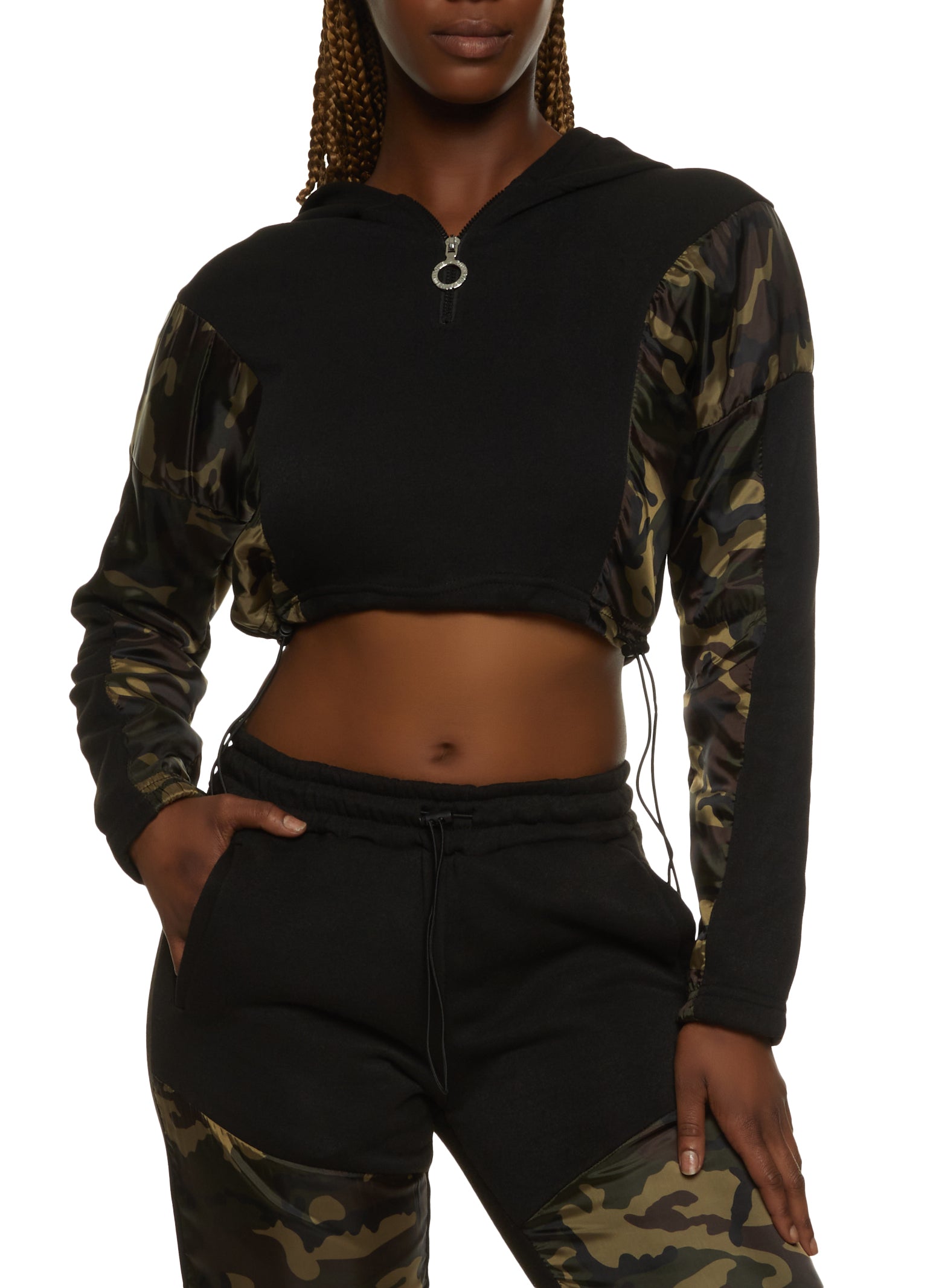 Camo Slub-Knit Plus-Size Crop Tee