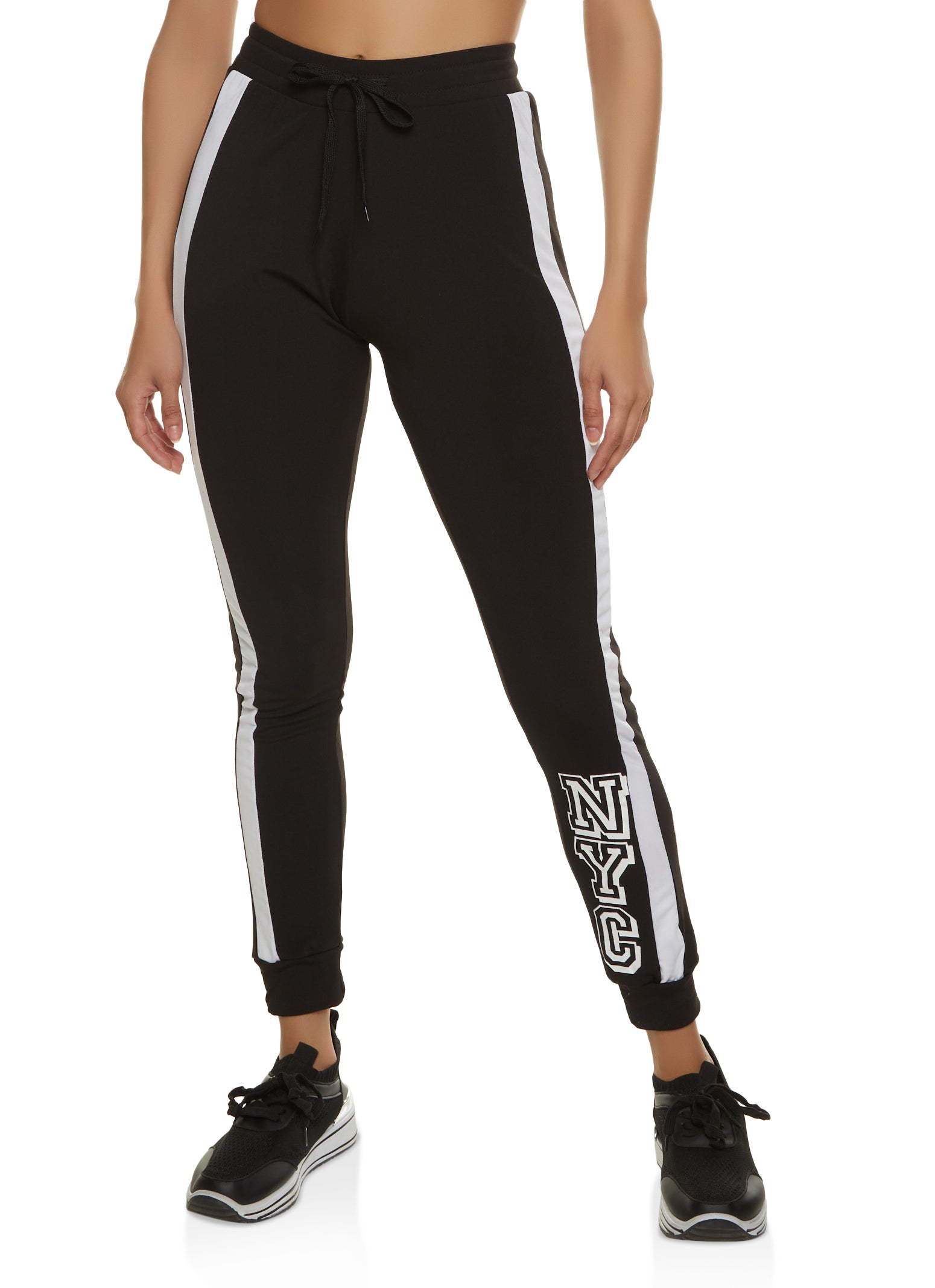 Womens NYC Side Stripe Drawstring Joggers,