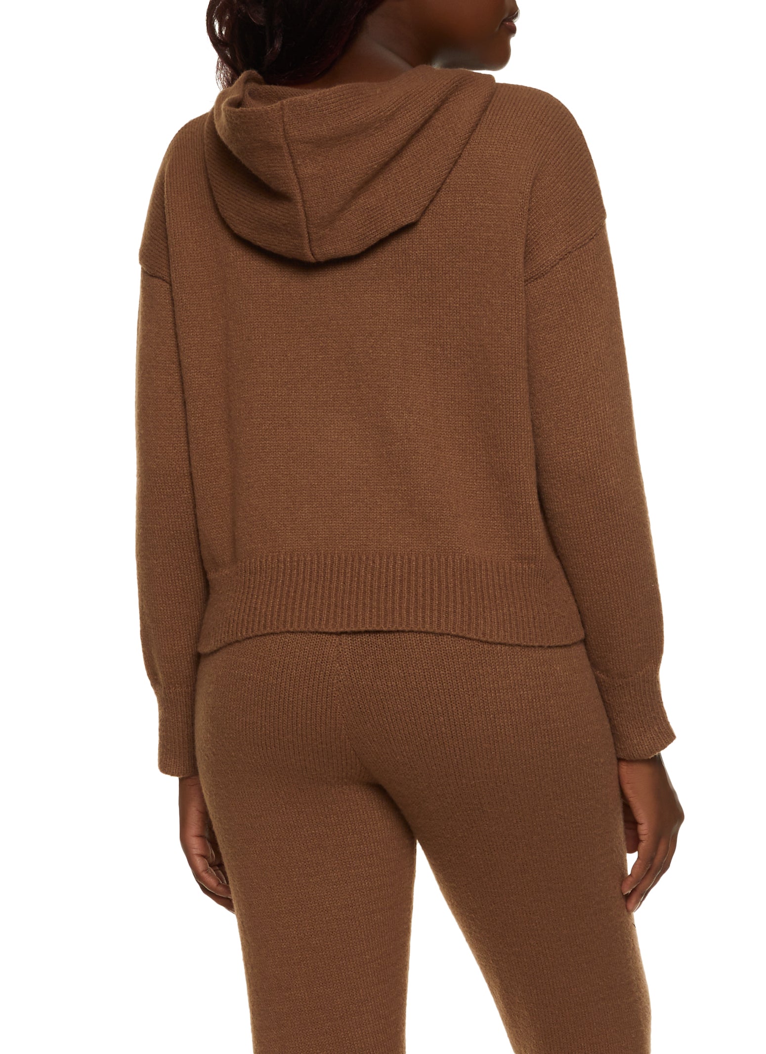 Womens Brushed Knit Hooded Sweater,