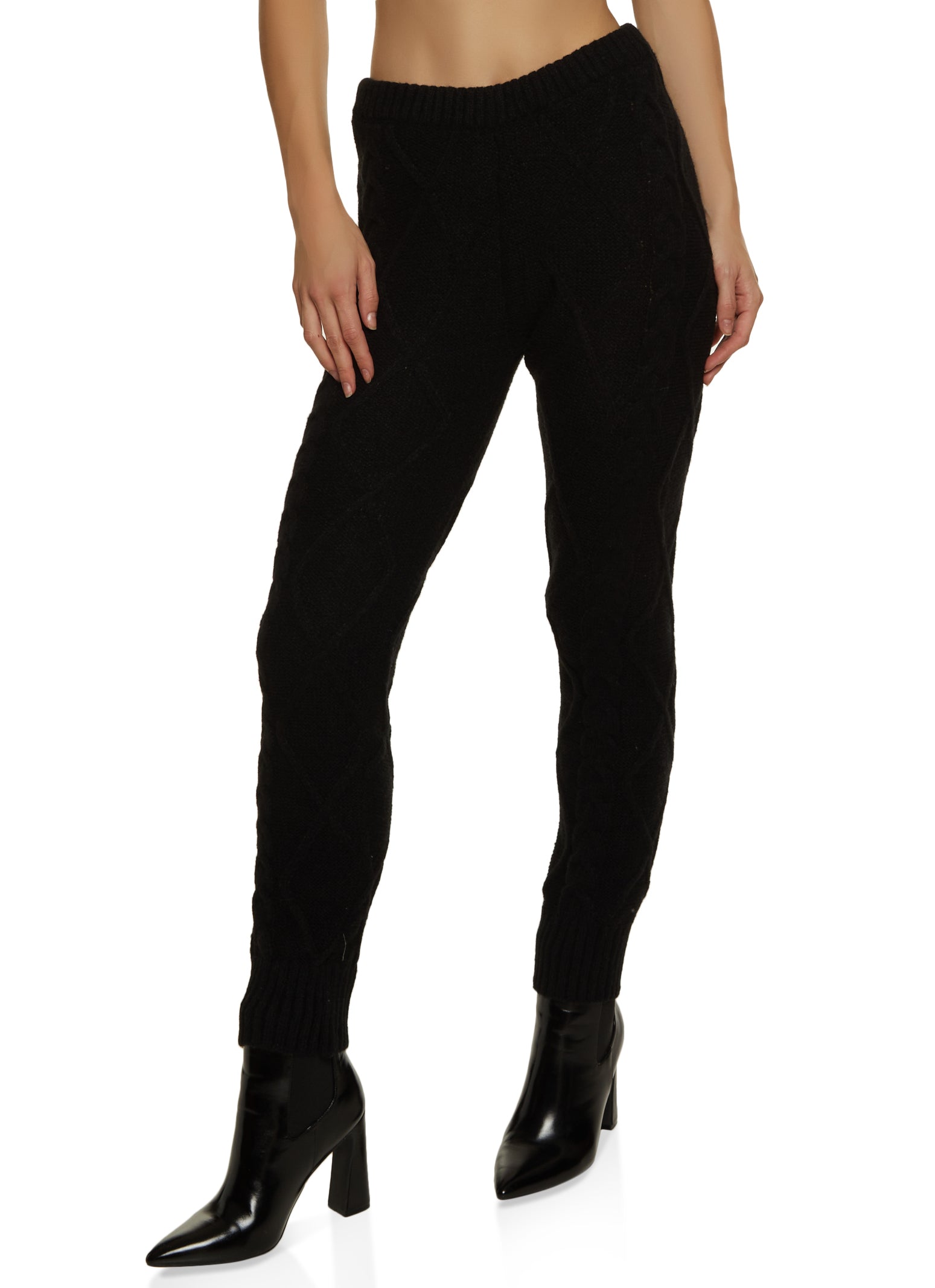 Womens Cable Knit Pull On Pants,