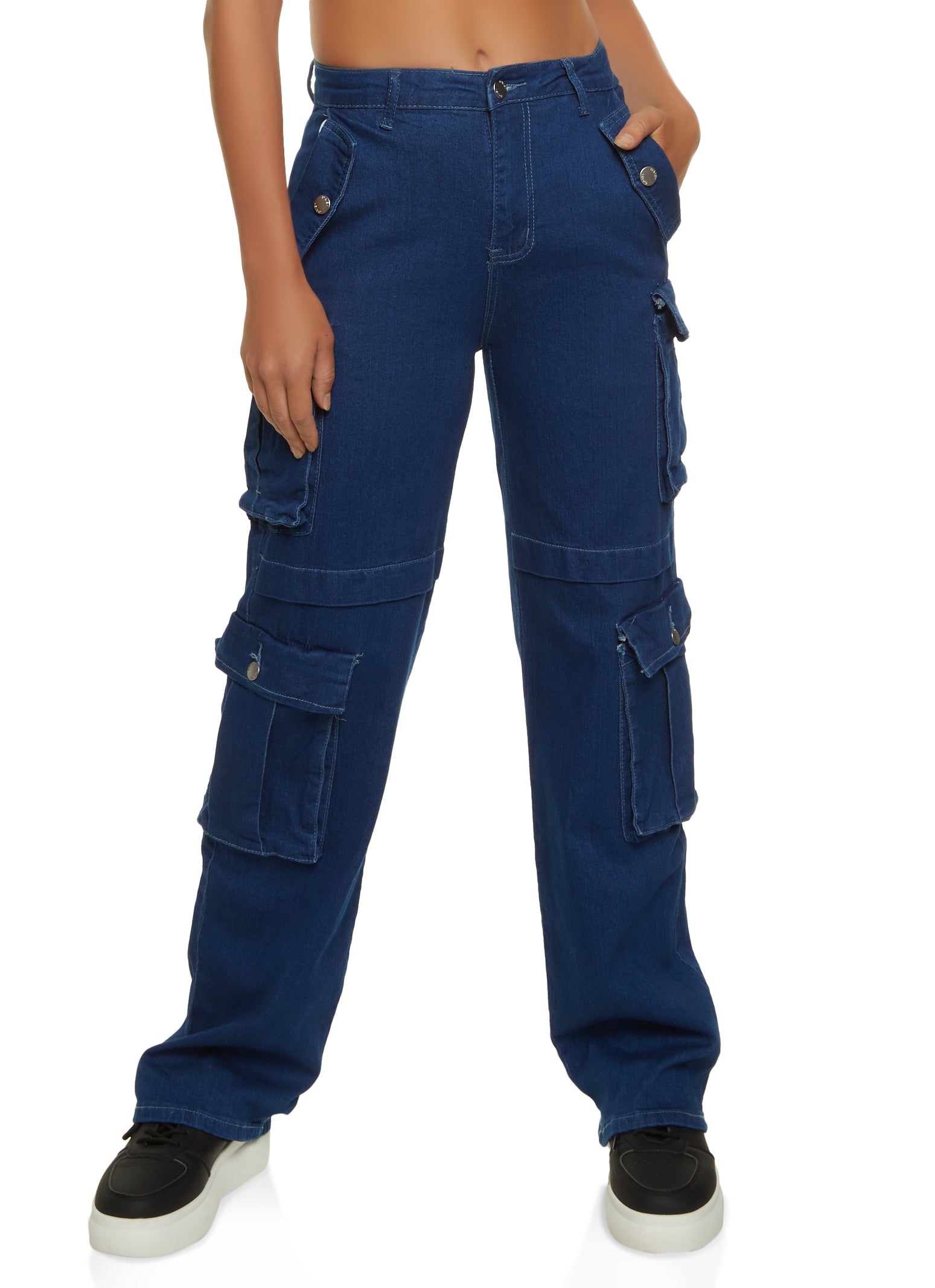 Cheap Solid Cargo Jeans Denim Pant with Side Pocket Women trousers
