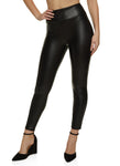 Womens Faux Leather Cropped Leggings, ,