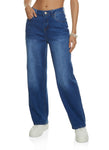 Womens Wax High Waist Straight Wide Leg Jeans, ,