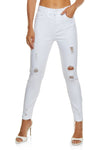 Womens Wax Distressed Frayed Skinny Jeans, ,