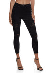 Womens Wax Distressed Frayed Jeans, ,