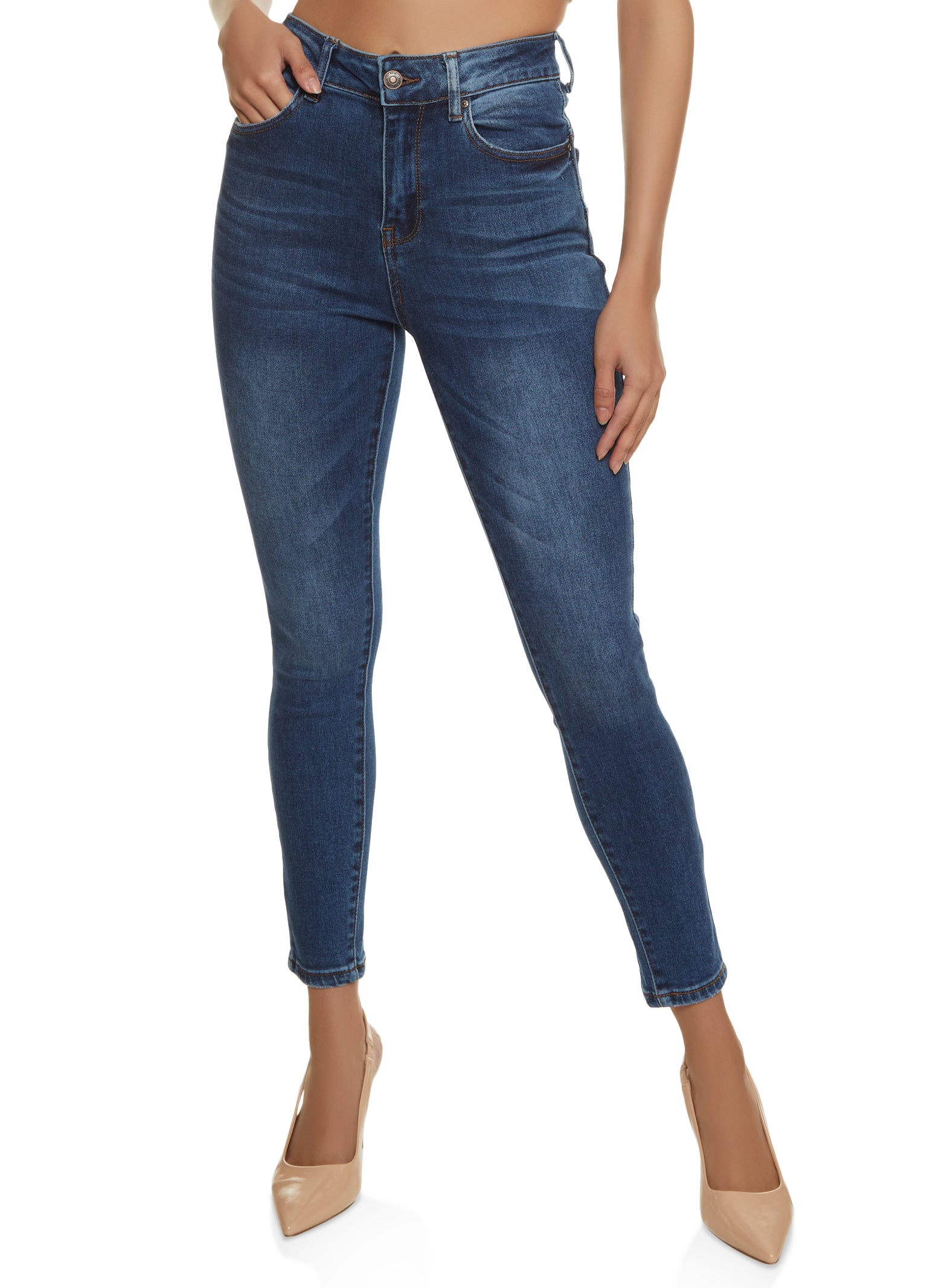 Womens WAX Cropped High Rise Skinny Jeans, Blue, Size 3