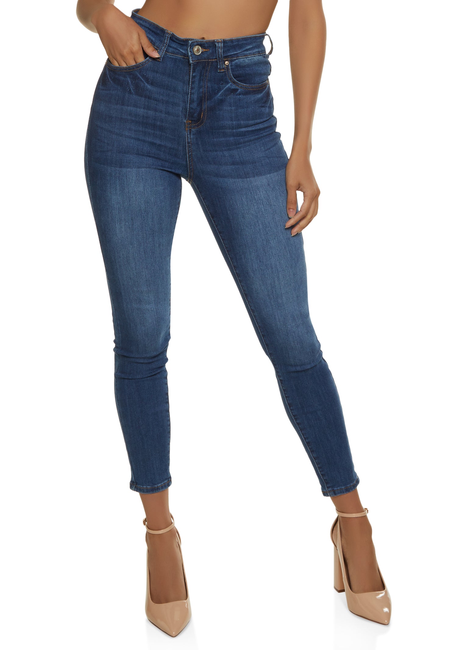 Womens WAX Whiskered Skinny Ankle Jeans, Blue, Size S