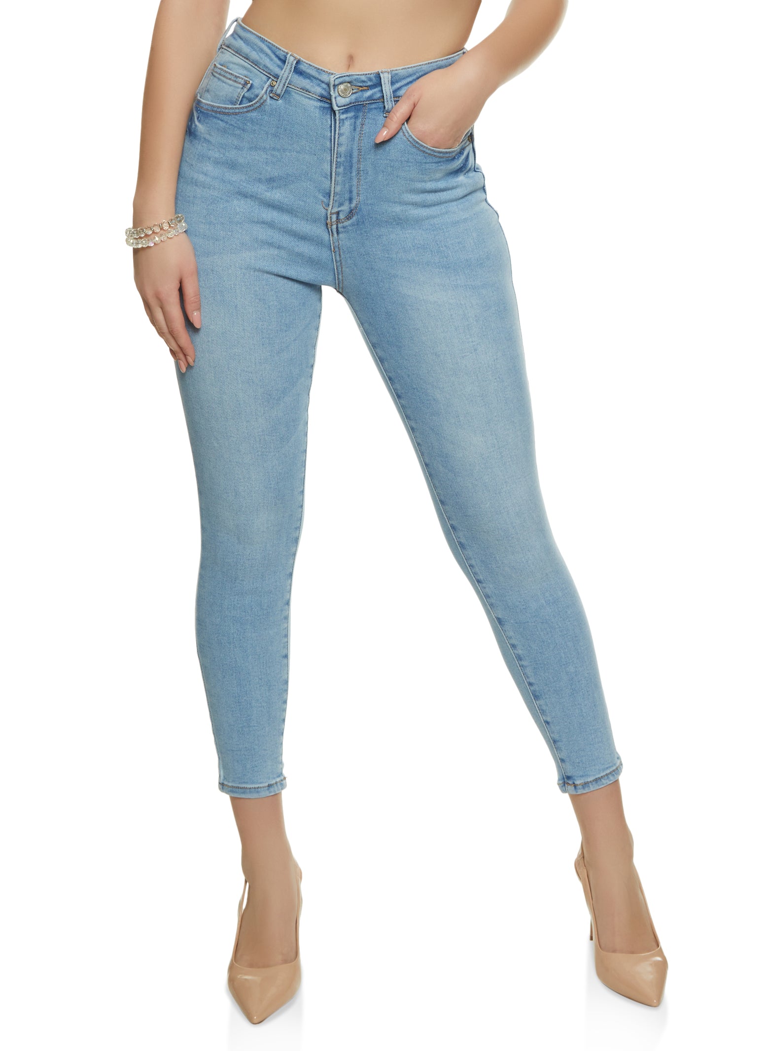 Womens WAX Whiskered Cropped Skinny Jeans, Blue,