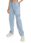 Womens Wax Wide Leg Pocket Detail Cargo Jeans, ,