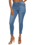 Womens Wax High Rise Solid Cropped Skinny Jeans, ,