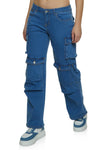Womens Low Rise Wide Leg Cargo Jeans, ,