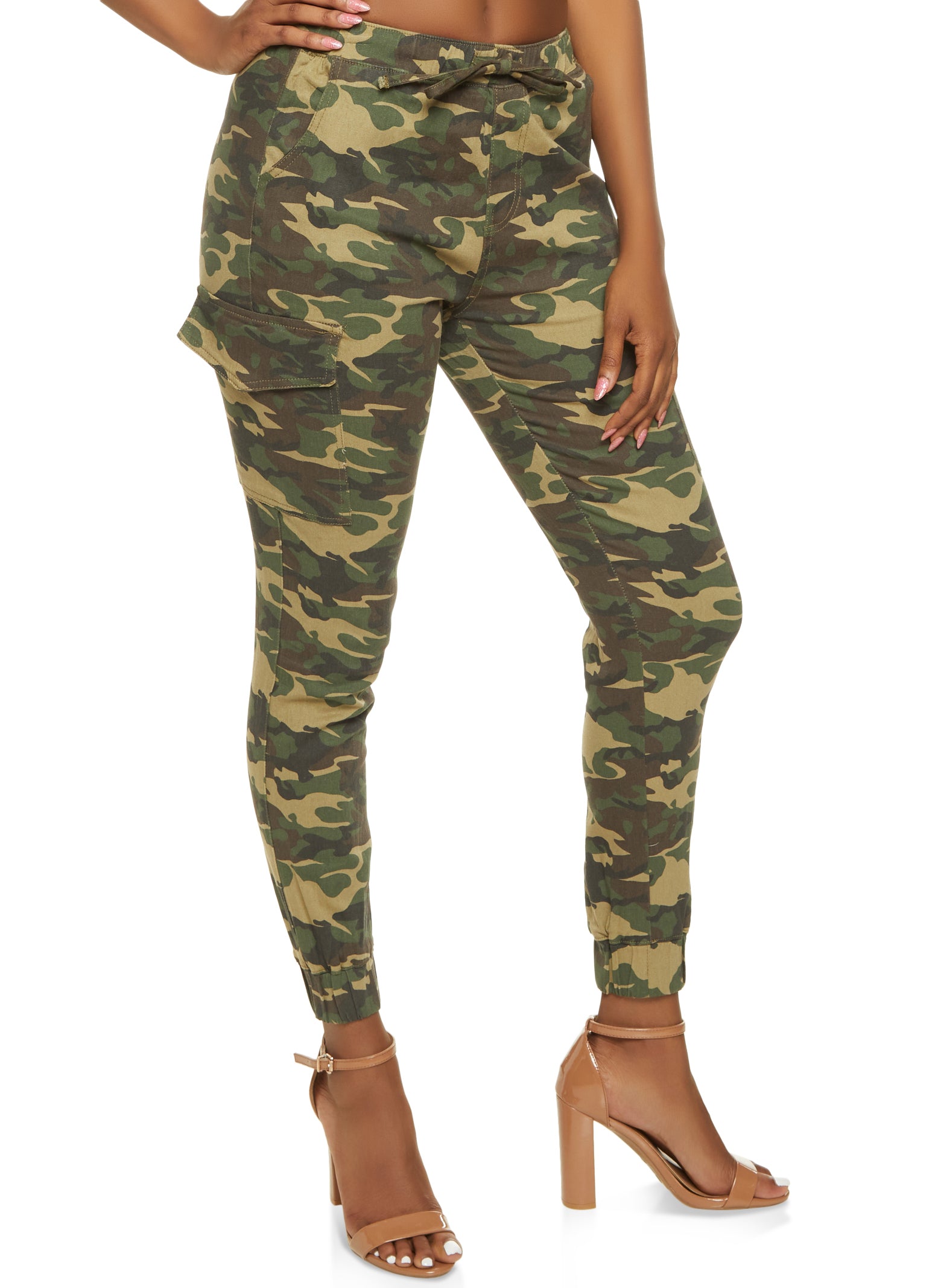 Womens Camo Cargo Joggers, L