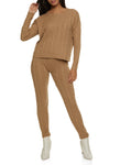 Womens Cable Knit Crew Neck Sweater And Leggings Set, ,