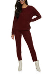 Womens Cable Knit Crew Neck Sweater And Leggings Set, ,