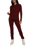 Womens Cable Knit Hooded Sweater And Leggings Set, ,