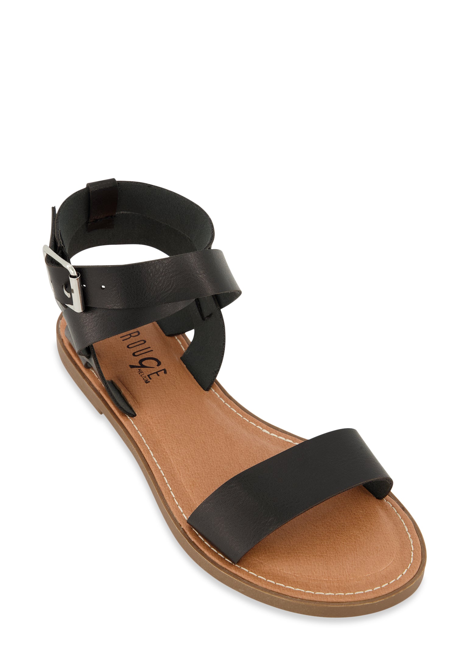 Petite Jolie Crisscross Ankle Strap Buckled Platform Sandals - Black