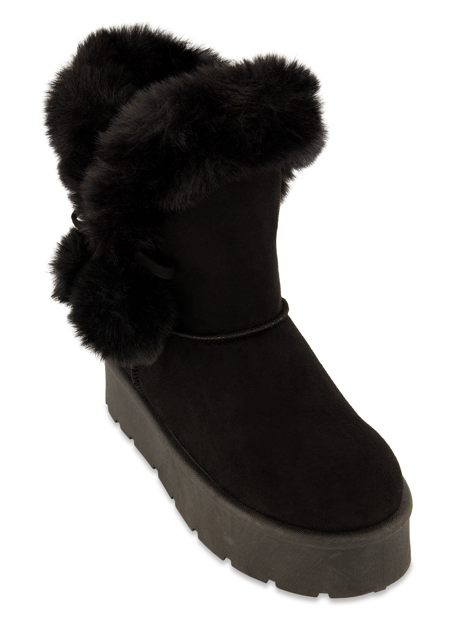 Womens fur boots with clearance pom poms