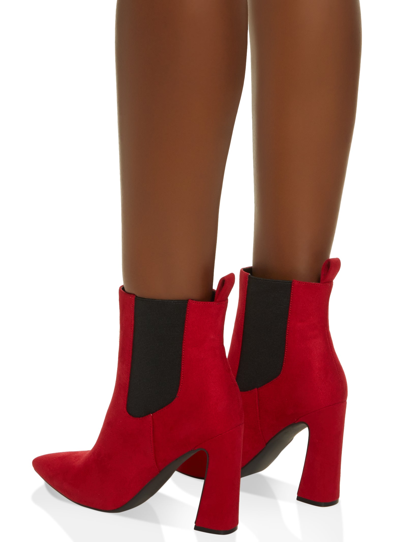 Womens Pointed Toe High Heel Booties, Red, Size 6